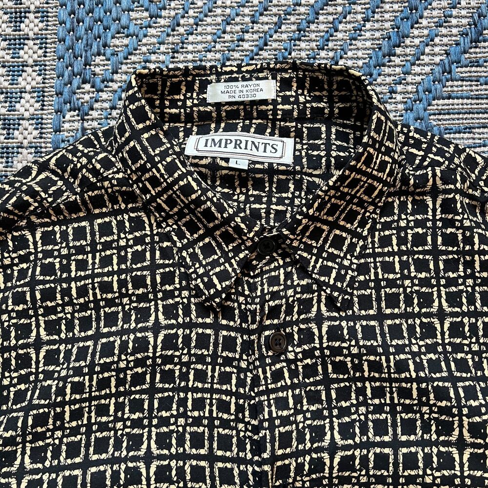 Vintage 90s Imprints geometric pattern streetwear indie casual made in Korea L